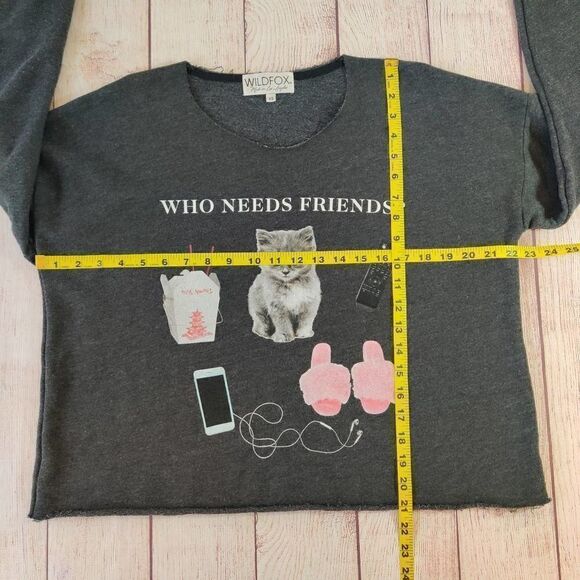 Wildfox Who Needs Friends? drop shoulder crop sweatshirt XS - Picture 9 of 10